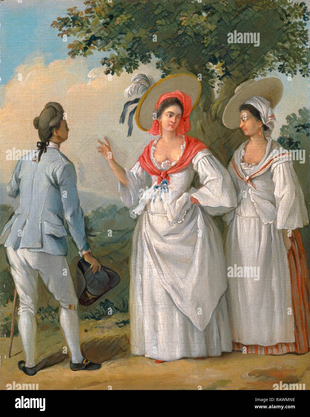 Free West Indian Creoles in Elegant Dress, Agostino Brunias, 1728-1796,  Italian. Reimagined by Gibon. Classic art reimagined Stock Photo