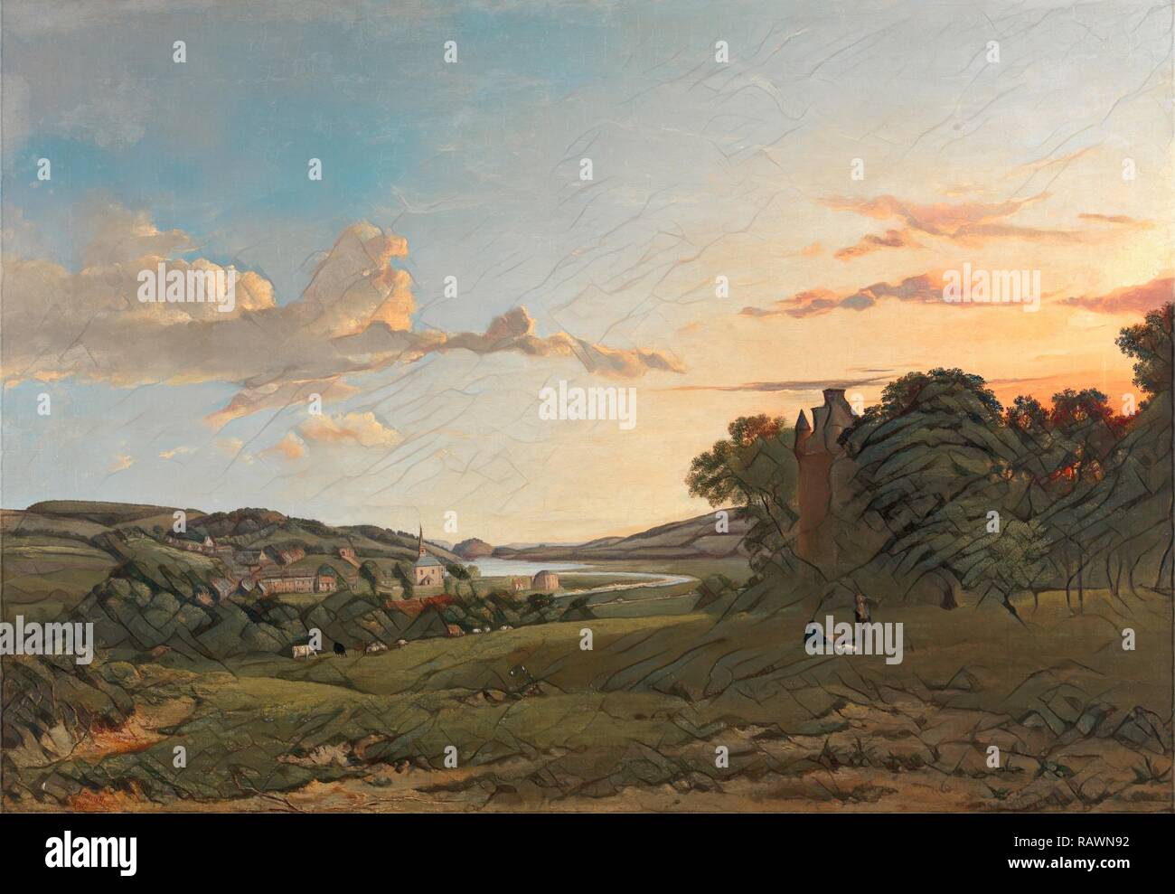 A View of Cessford and the Village of Caverton, Roxboroughshire in the Distance Signed and dated in brown paint reimagined Stock Photo