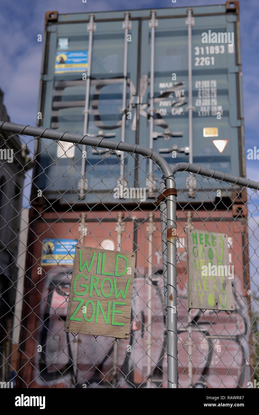 Wild Grow Zone Streetart in Christchurch in New Zealand Stock Photo