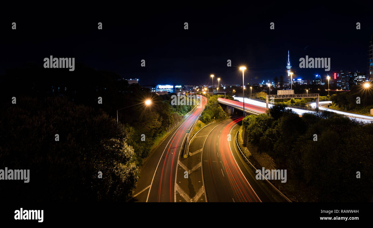 a street view of motorway in Auckland in New Zealand Stock Photo