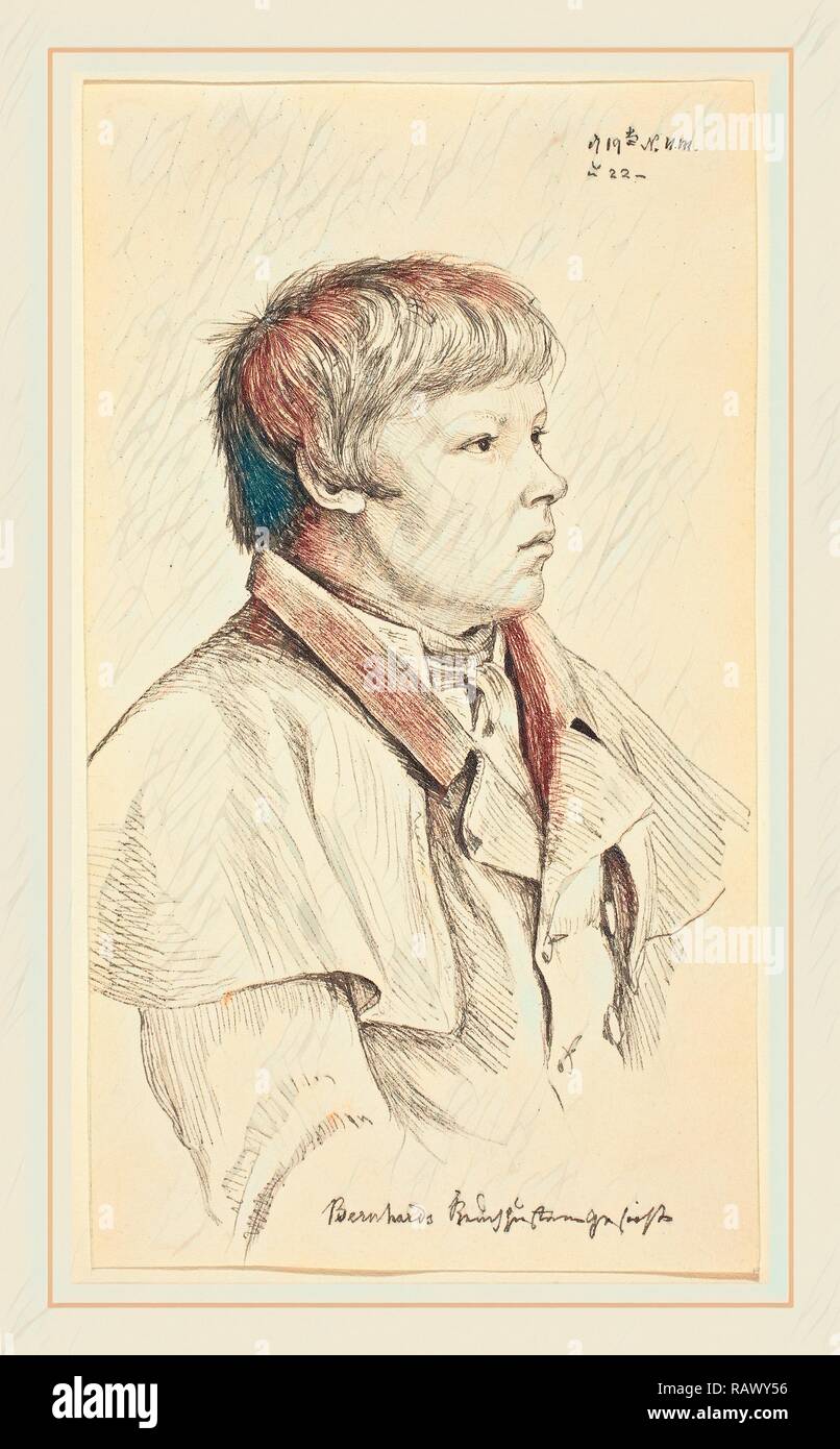 Gerhard Wilhelm von Reutern (Russian, 1794-1865), Bernhard's Whooping Cough Face, pen and gray ink on wove paper reimagined Stock Photo