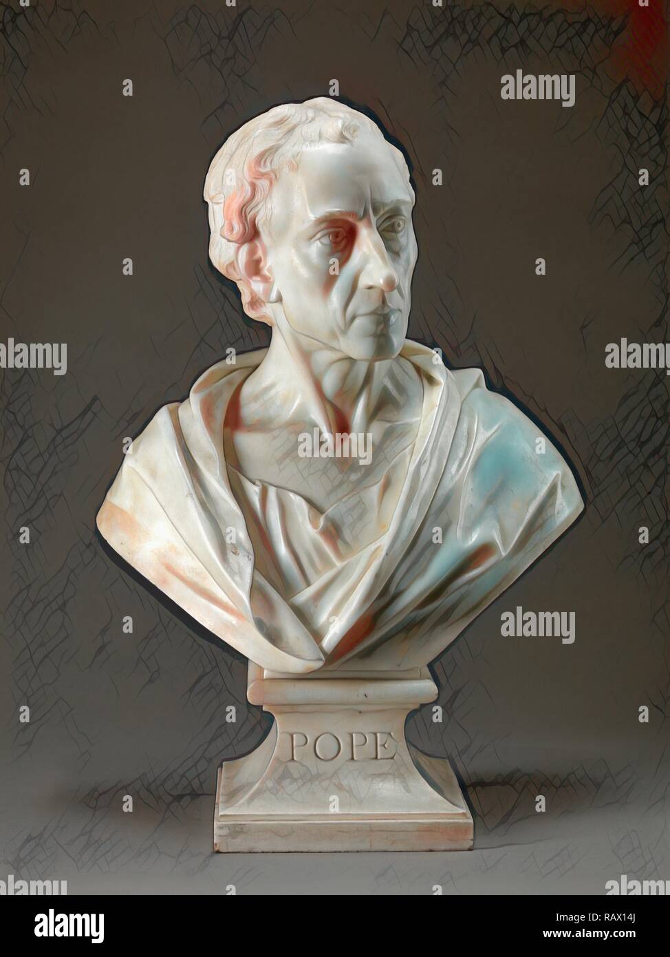 Alexander Pope Inscribed, chiseled on front of socle: 'POPE', on proper left under sitter's shoulder: 'ALEX. POPE reimagined Stock Photo