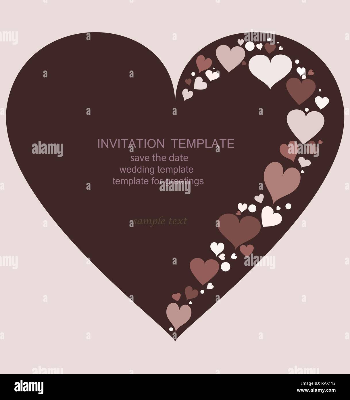 template invitations in the shape of heart chocolate color for wedding invitations save the date birthday and other holiday vector illustration stock vector image art alamy