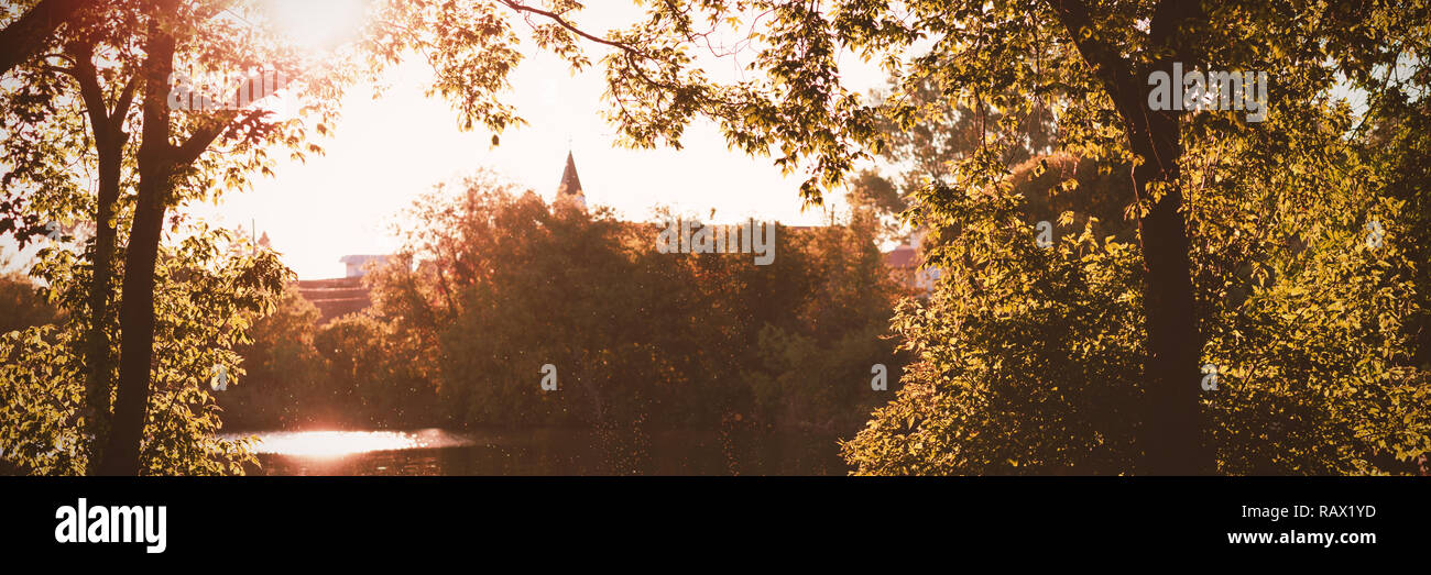 Green trees by lake hi-res stock photography and images - Alamy