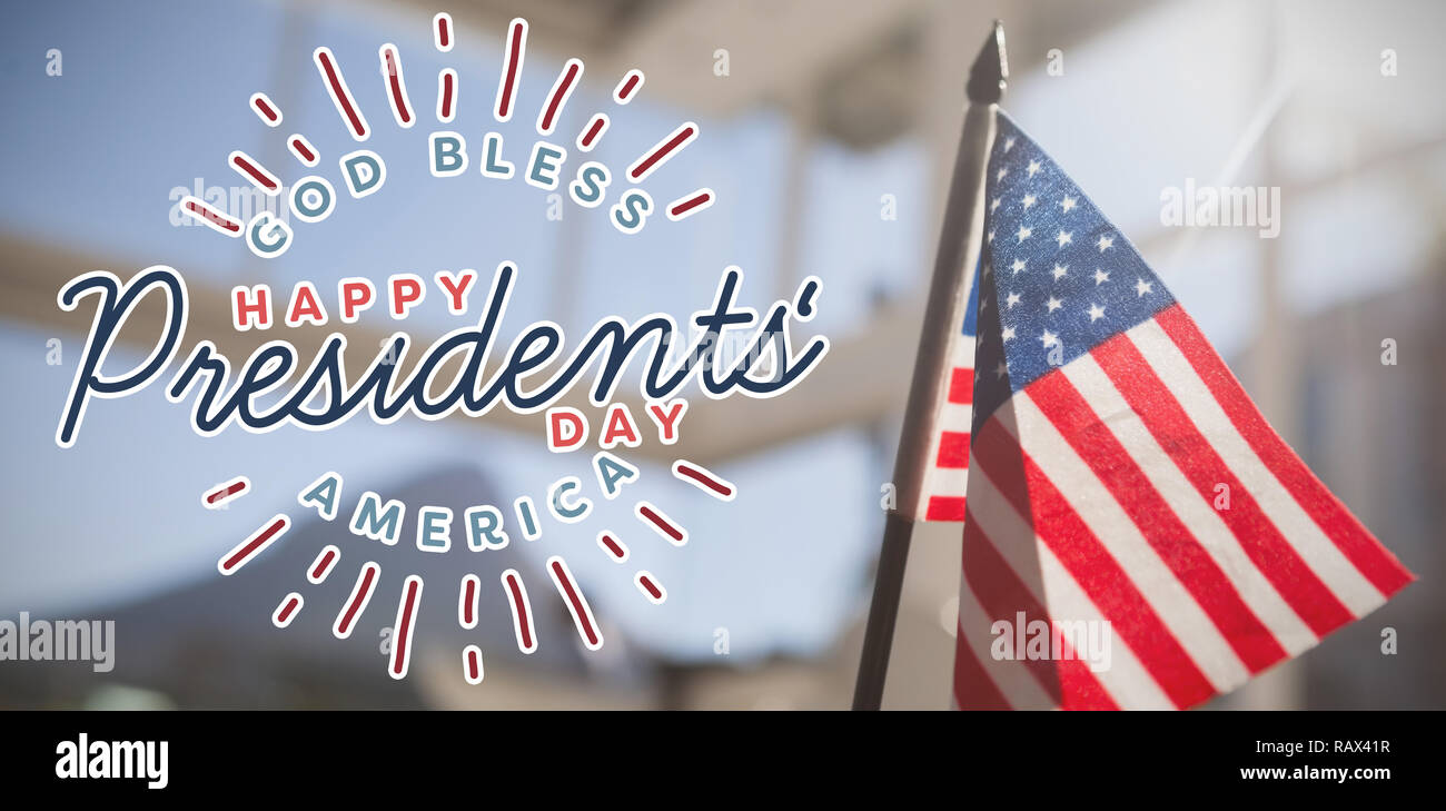 Composite image of god bless america. happy presidents day. vector typography Stock Photo