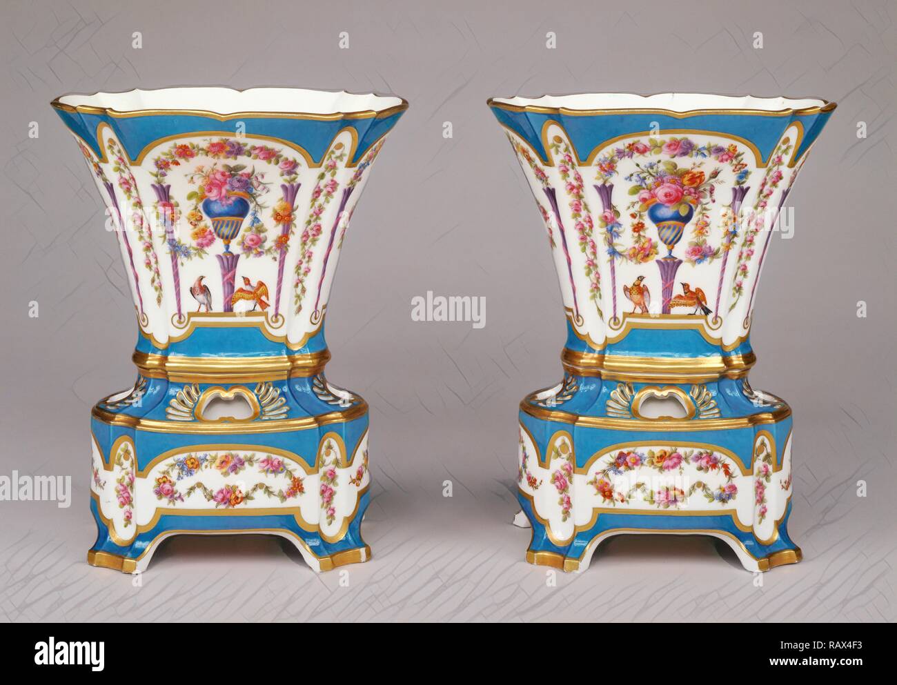 Pair of Vases (vases hollandois nouveaux, deuxième grandeur), Painted by Jacques-François-Louis de Laroche, French reimagined Stock Photo