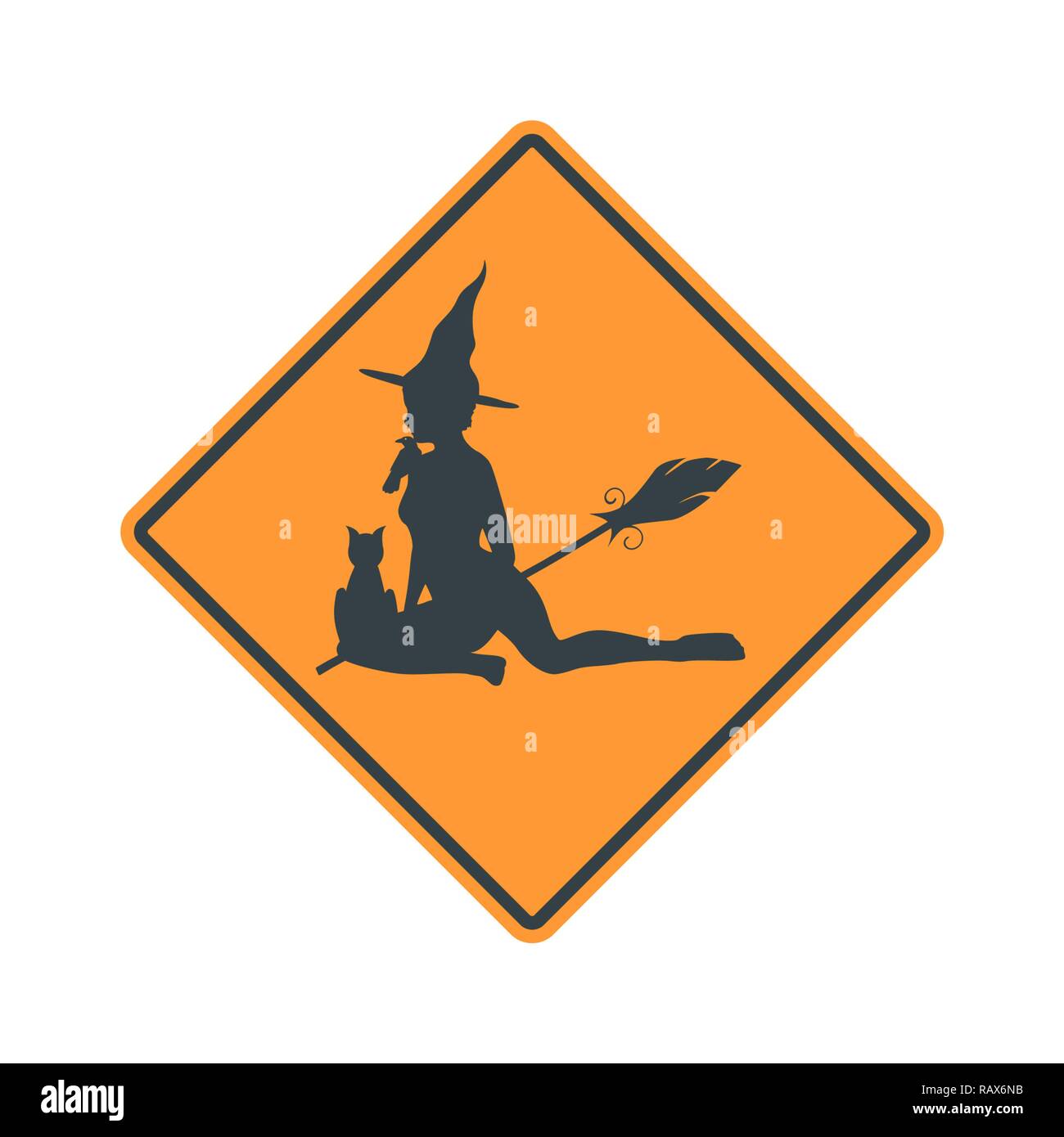 Yellow road sign. Halloween Stock Vector