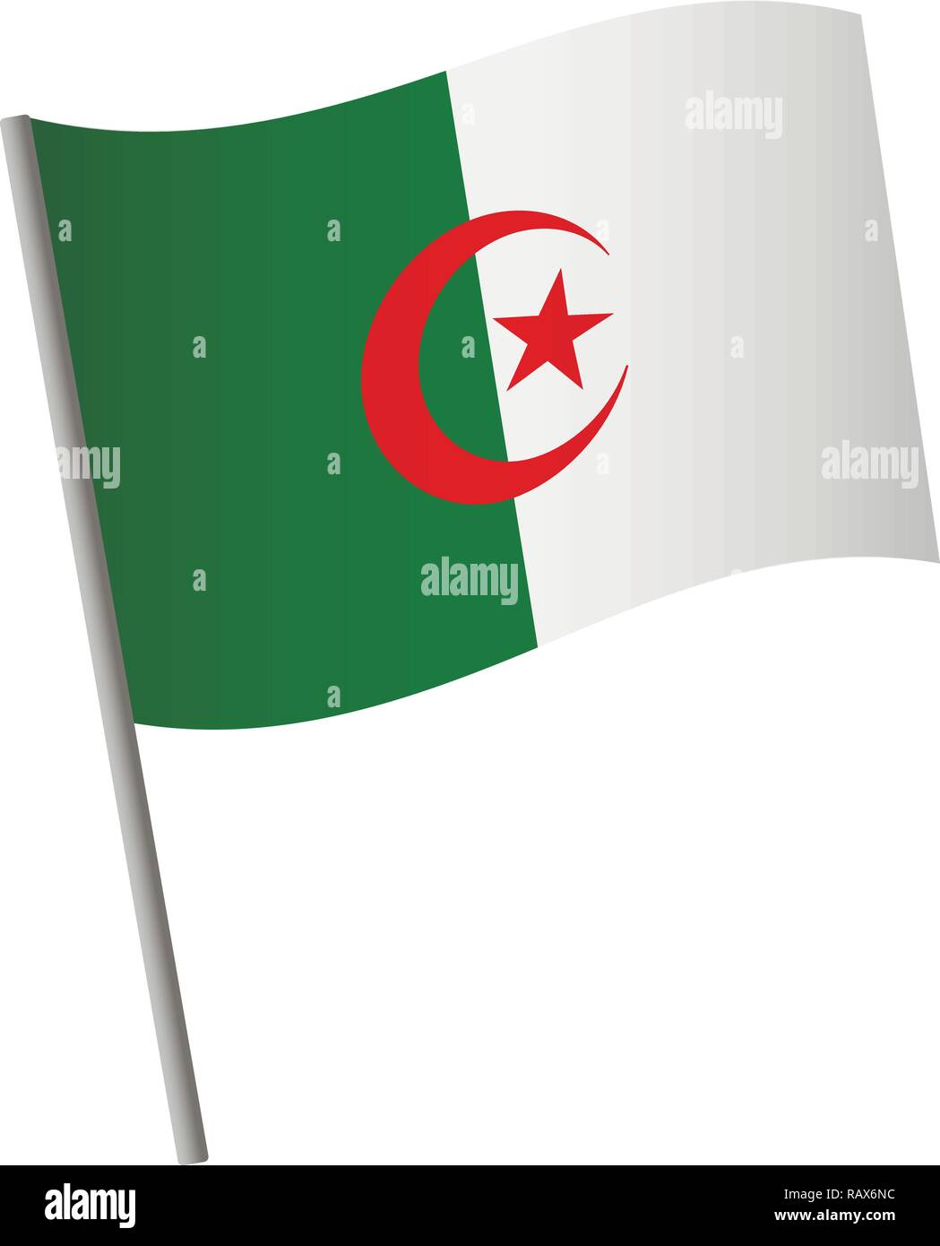 Algeria flag icon. National flag of Algeria on a pole vector illustration. Stock Vector
