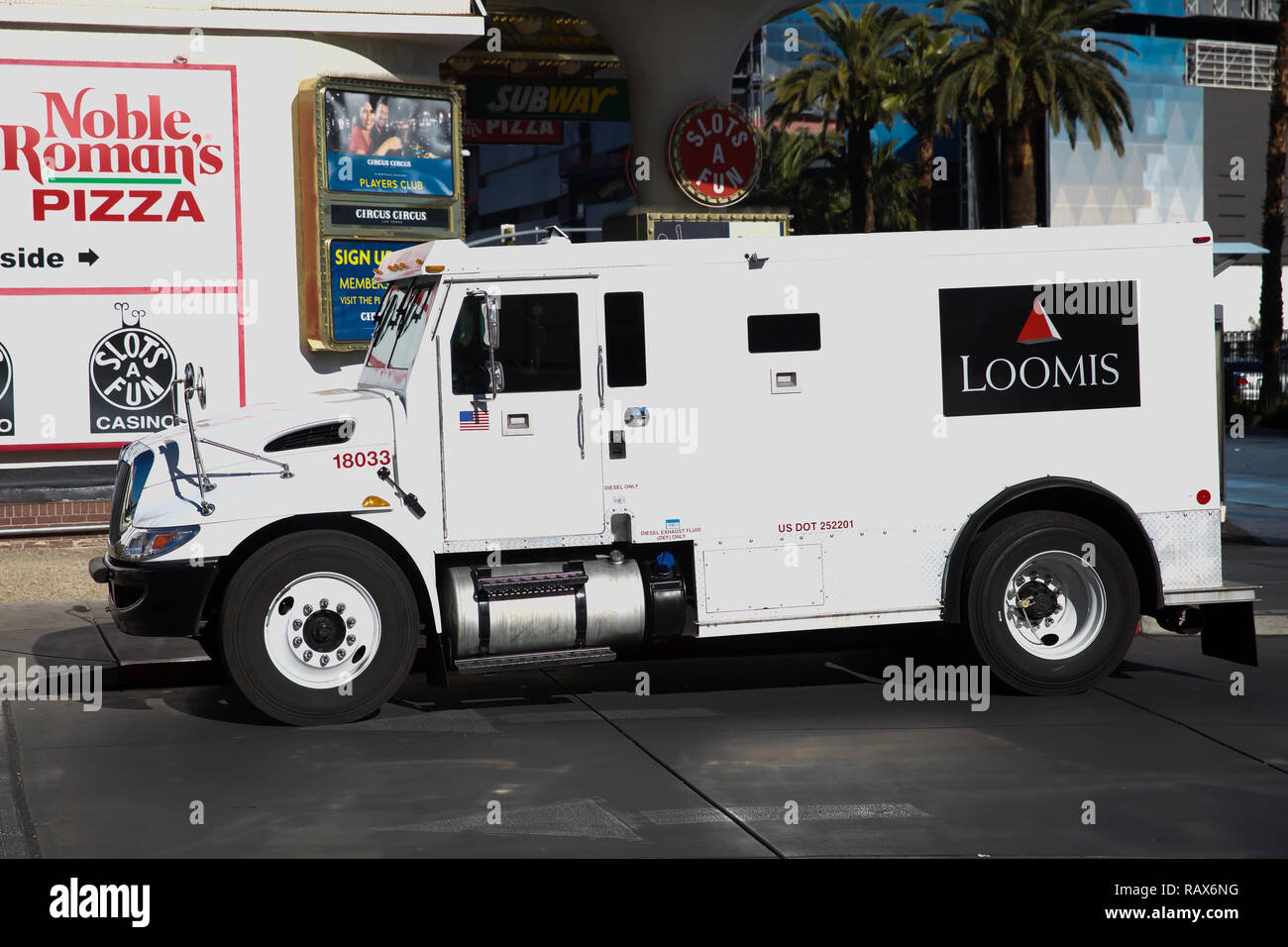 Loomis security van in Downtown Las Vegas, USA Stock Photo Alamy