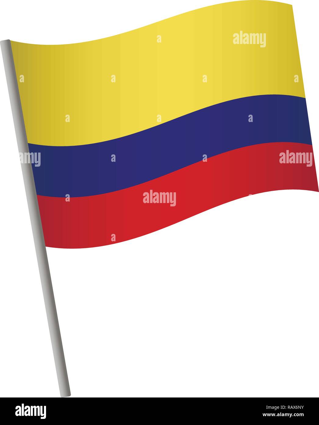 Colombia flag icon. National flag of Colombia on a pole vector illustration. Stock Vector