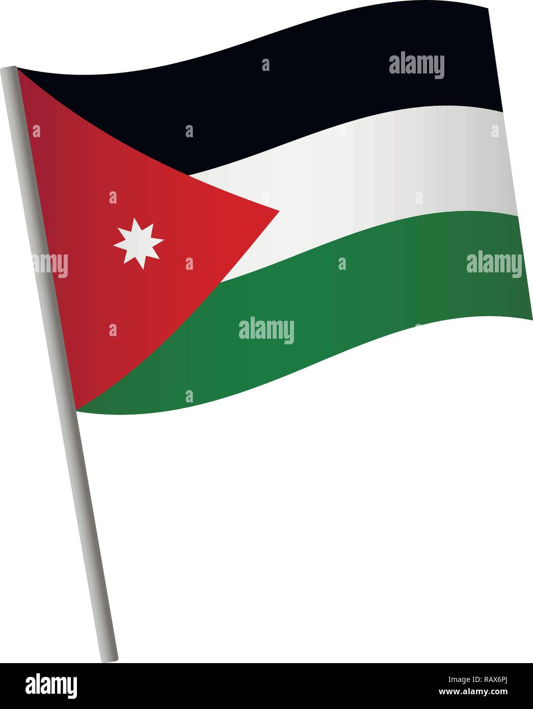 Jordan flag icon. National flag of Jordan on a pole vector illustration