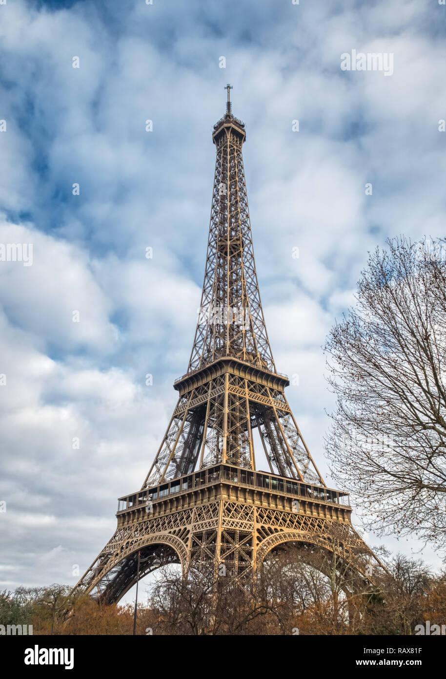 Close-up view of Eiffel Tower - Paris, France Stock Photo
