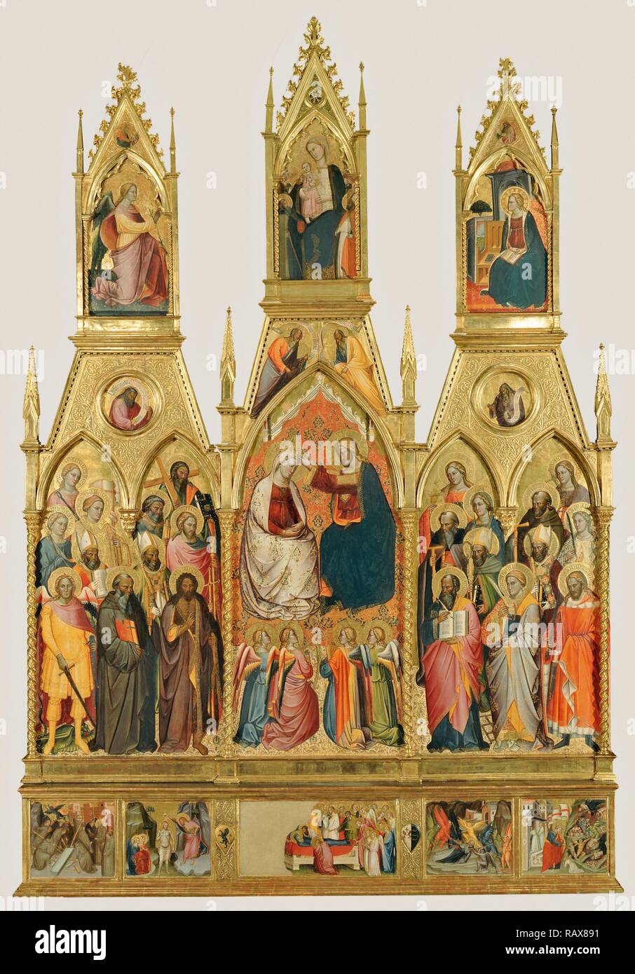 Polyptych with Coronation of the Virgin and Saints, Cenni di Francesco di Ser Cenni, Italian (Florentine), active reimagined Stock Photo