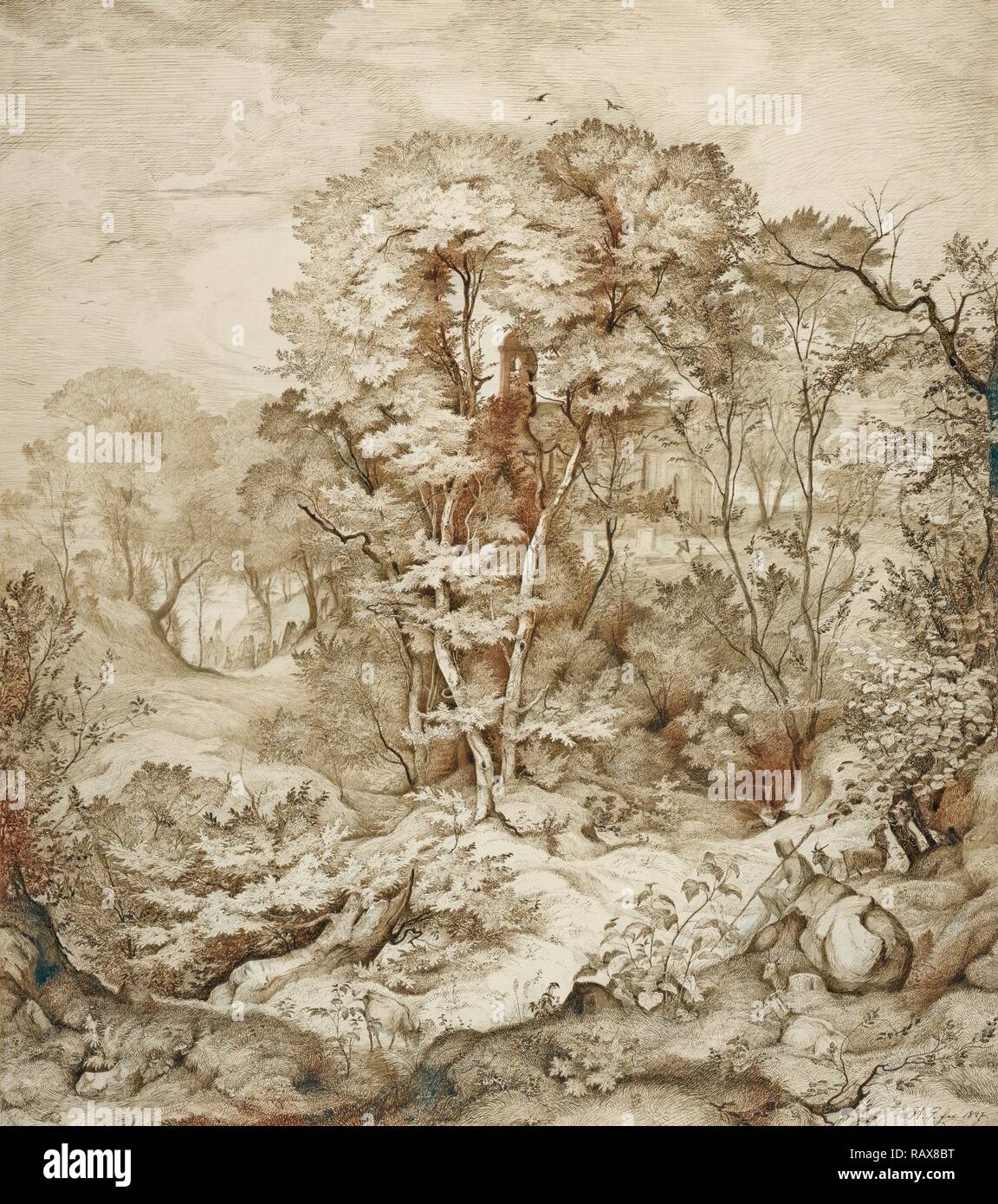 Landscape with Forest Chapel, Heinrich Johann Gärtner, German, 1828