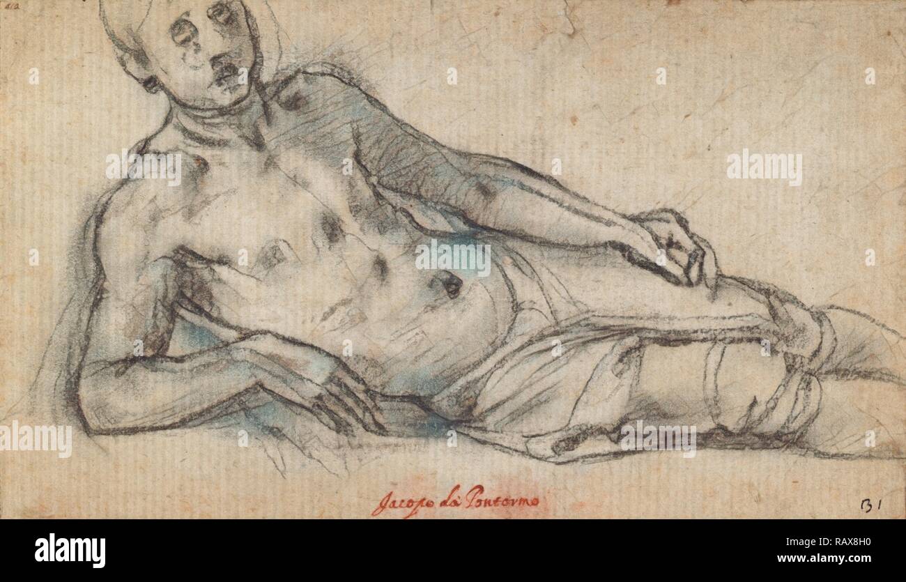 Reclining Youth, Ascribed to Pontormo (Jacopo Carucci), Italian (Florentine), 1494 - 1557, ( Agnolo Bronzino reimagined Stock Photo