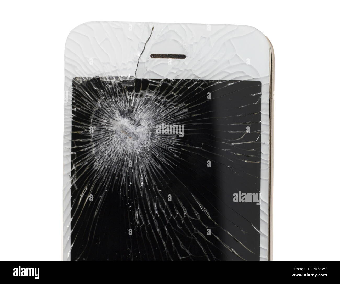 Broken Smartphone and touch screen damage broken isolated on a white