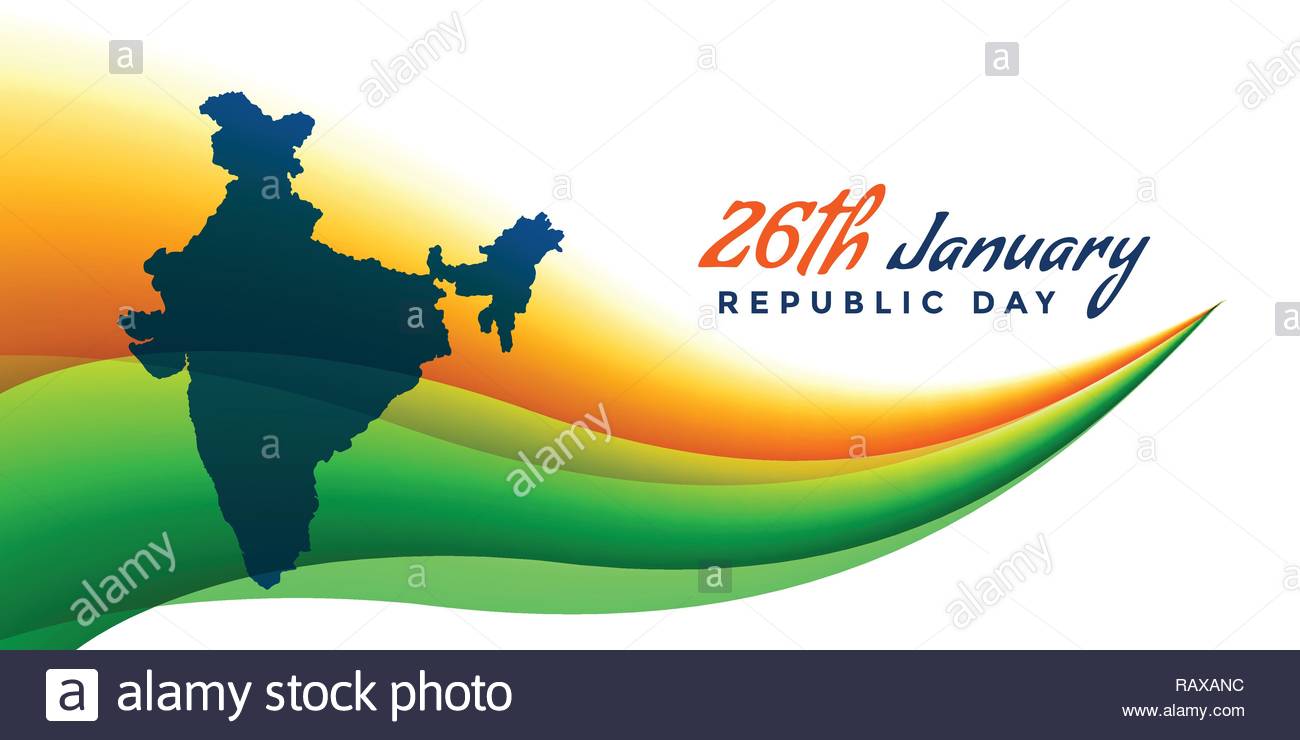26th January Republic Day Banner With Map Of India Stock Vector