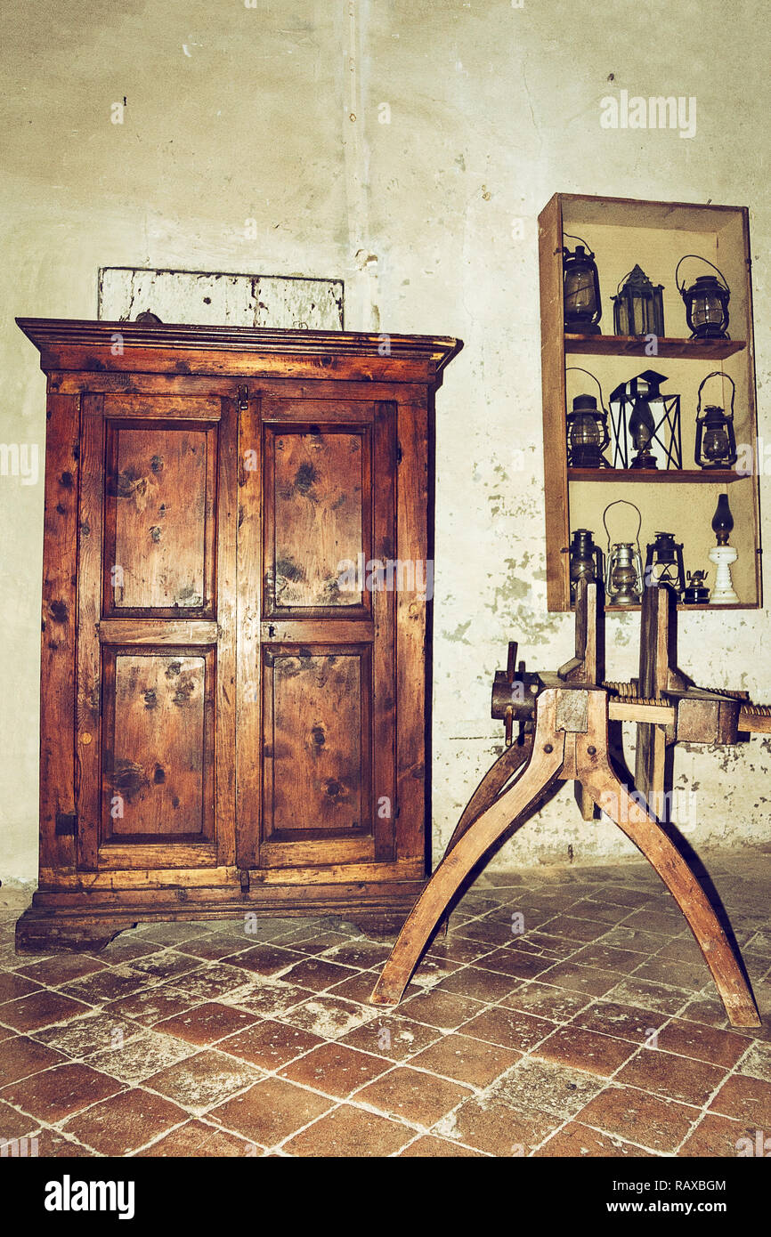 Vintage style kitchen Props for food photography. Selective focus Stock