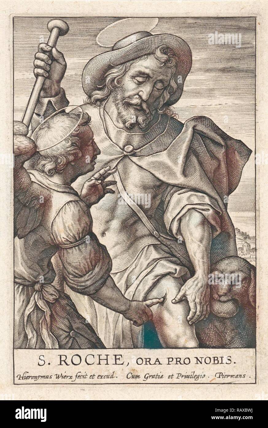 St. Rochus, Hieronymus Wierix, 1563 - before 1619. Reimagined by Gibon ...