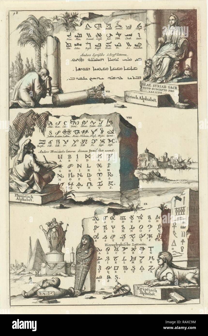 Syrian, Egyptian and Phoenician alphabet, Egypt, Jan Luyken, Wilhelmus Goeree (I), 1690. Reimagined by Gibon. Classic reimagined Stock Photo