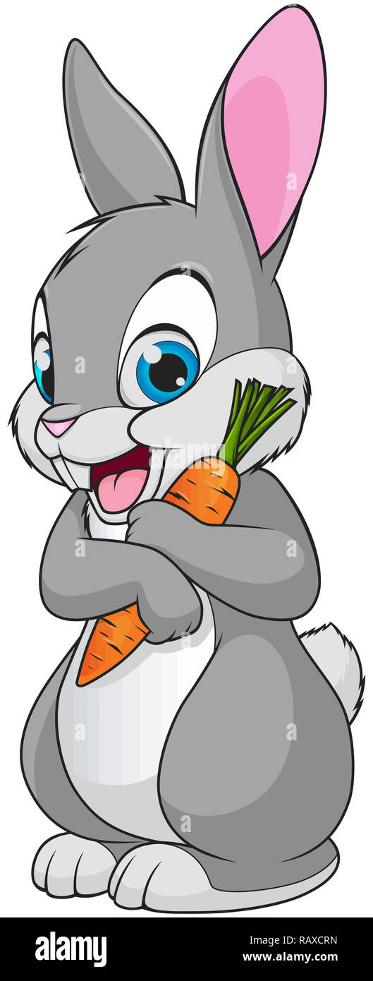 easter bunny holding carrot holiday illustration Stock Photo - Alamy