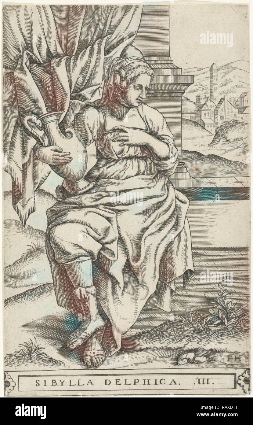 Delphic Sibyl, Frans Huys, 1546 - 1562. Reimagined by Gibon. Classic art with a modern twist reimagined Stock Photo