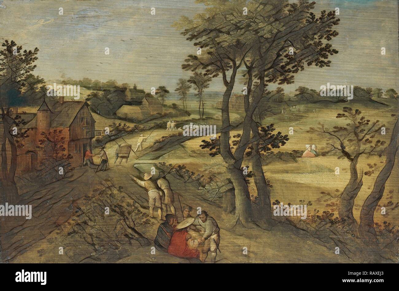 Landscape with Corn Fields, attributed to Jacob Savery (II), 1602 - 1630. Reimagined by Gibon. Classic art with a reimagined Stock Photo