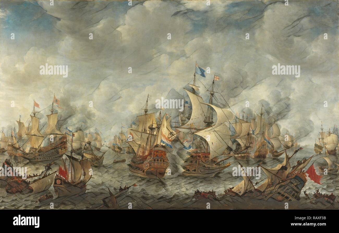 The Battle of Terheide, Jan Abrahamsz. Beerstraten, 1653 - 1666. Reimagined by Gibon. Classic art with a modern twist reimagined Stock Photo