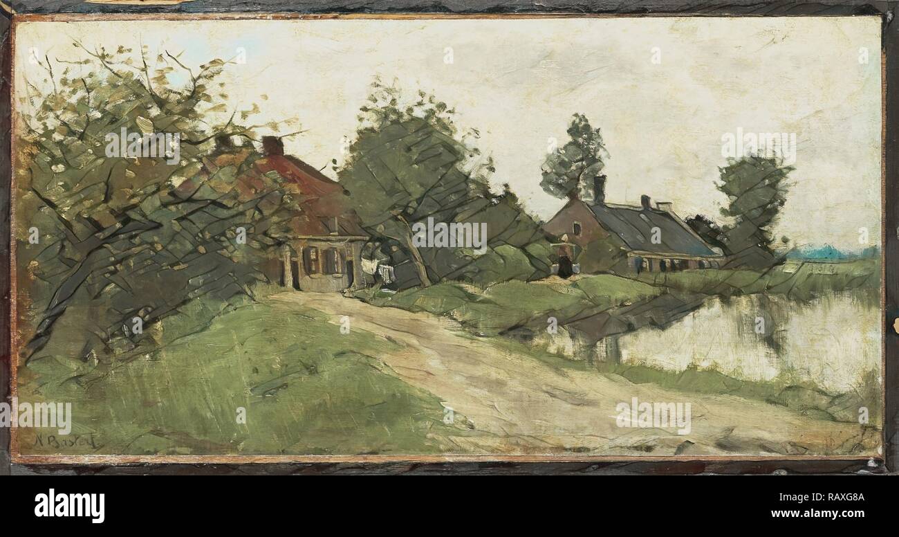 Near Breukelen, The Netherlands, Nicolaas Bastert, c. 1870 - c. 1923. Reimagined by Gibon. Classic art with a modern reimagined Stock Photo