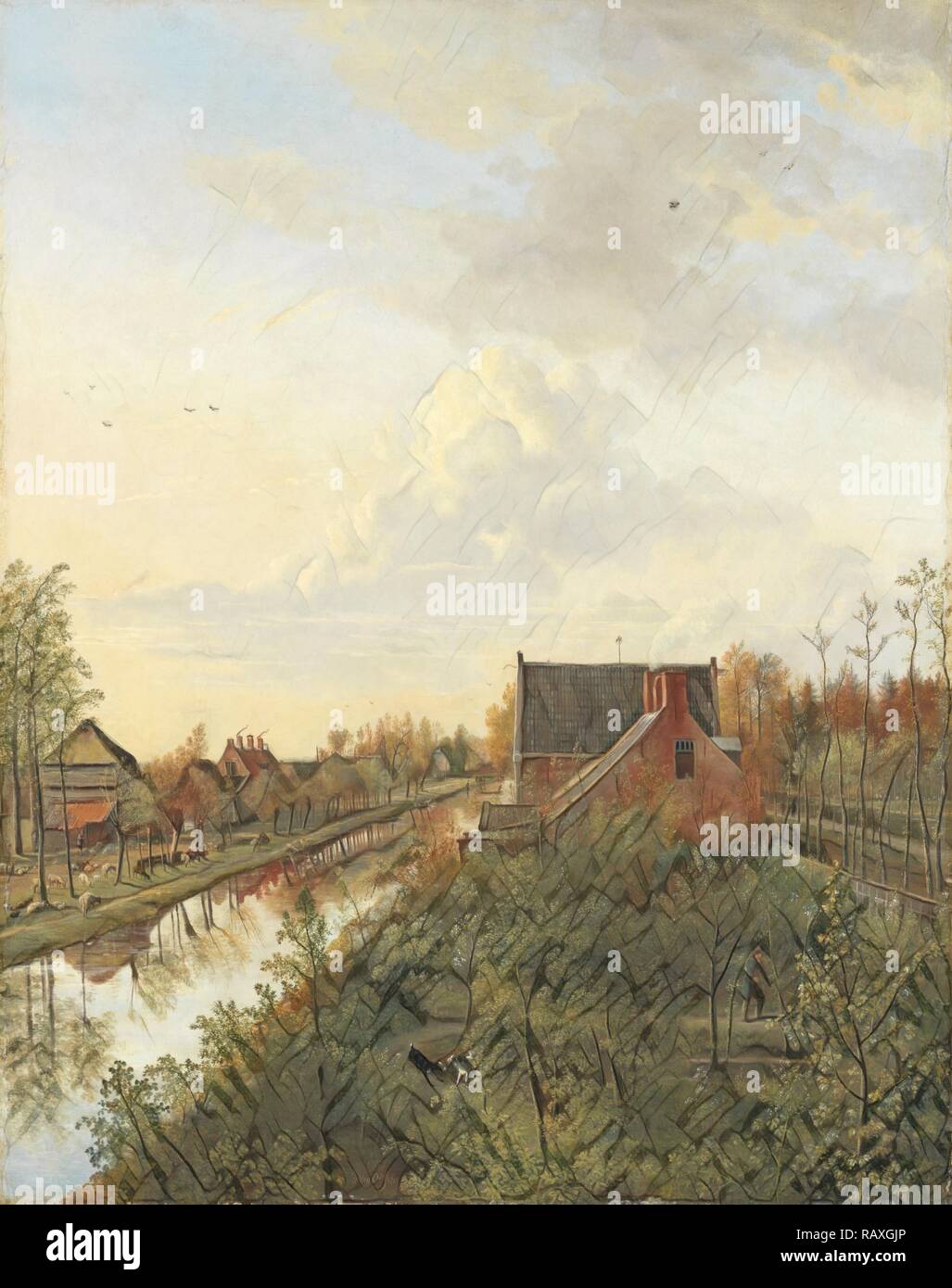 The Canal at ’s-Graveland, The Netherlands, Pieter Gerardus van Os, 1818. Reimagined by Gibon. Classic art with a reimagined Stock Photo