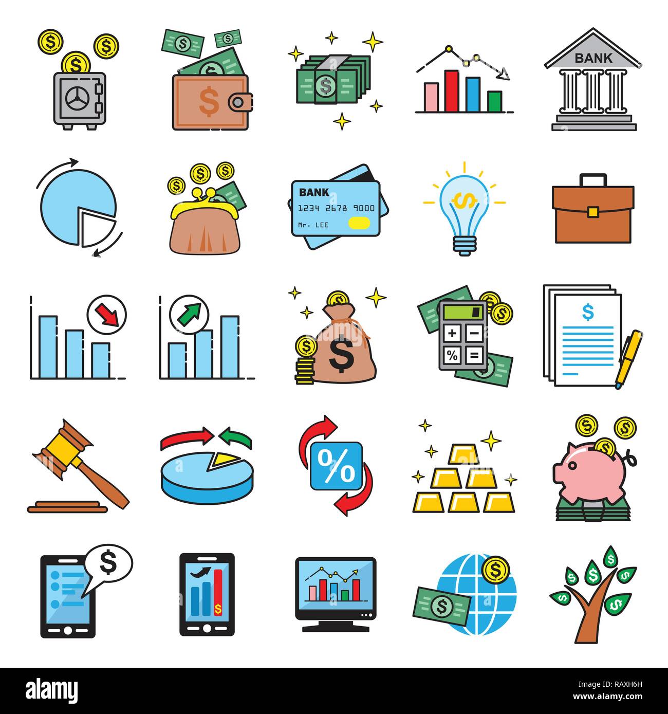 Business and finance thin line icons set on white background for ...