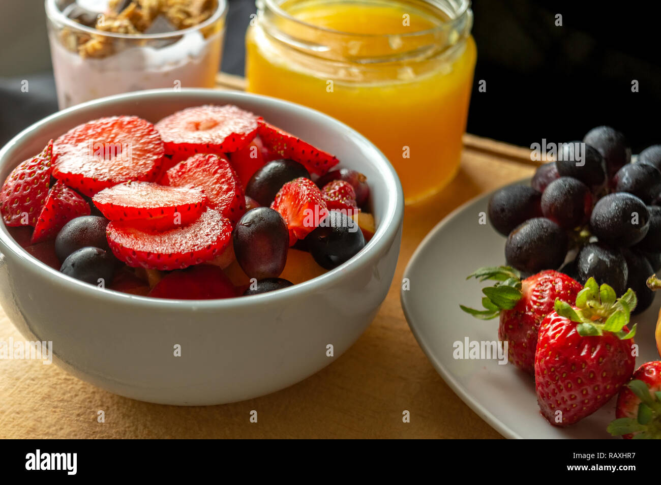 Orange juice top and yogurt