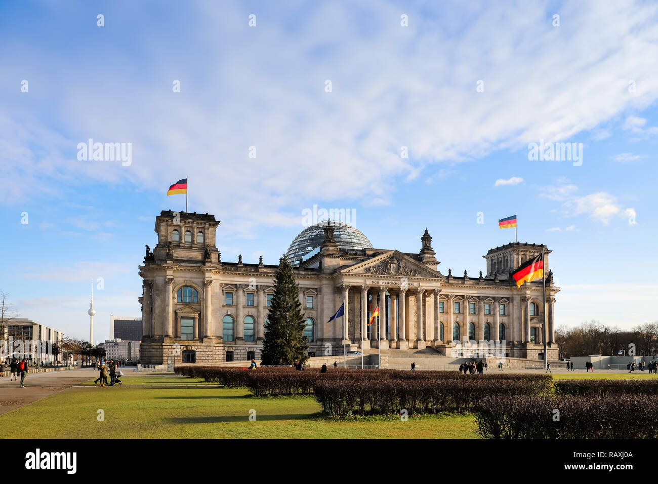 BERLIN, GERMANY - DEC 26, 2017: German Parliament building in Berlin (“Deutscher Bundestag - Plenarbereich Reichstagsgebäude or Reichstagsgebäude”) ph Stock Photo