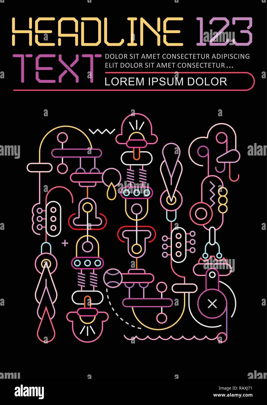 Neon colors on a black background Abstract Design vector template. Stock Vector