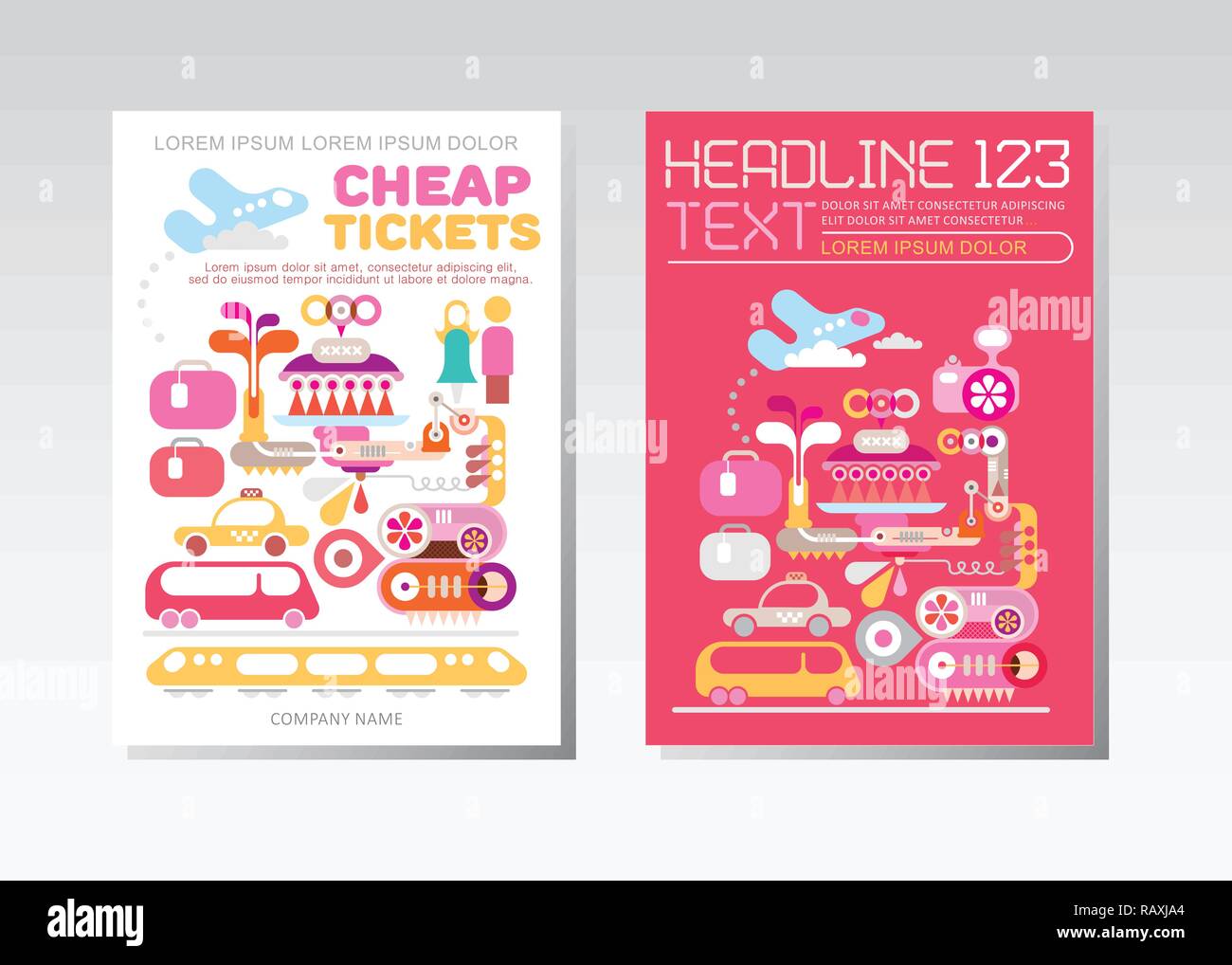 Two options of Cheap Tickets vector template design, size A4. Stock Vector