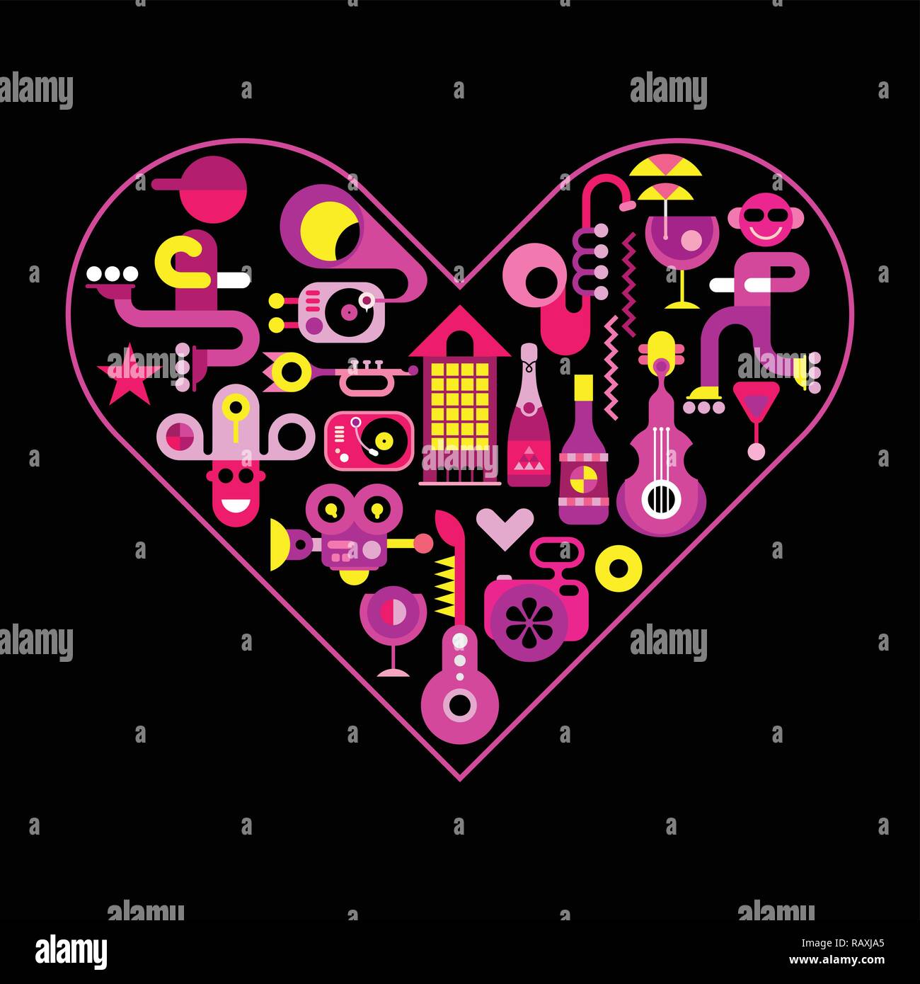City Life heart shape vector illustration. Stock Vector