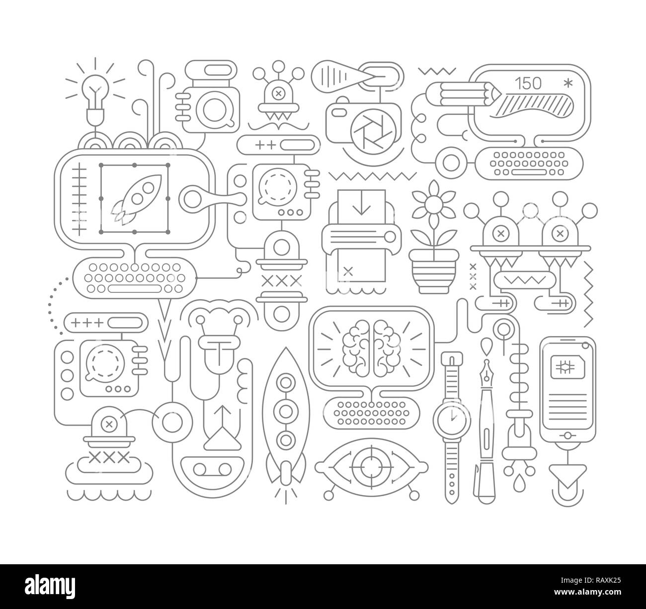 Graphic Design abstract line art vector illustration Stock Vector Image ...
