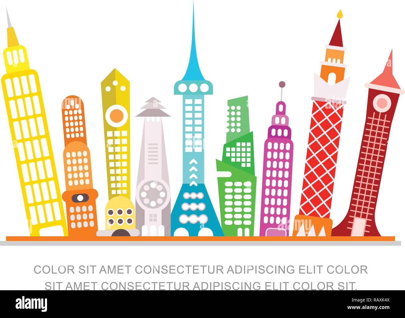 Cityscape vector illustration. Modern skyscrapers isolated on a white ...