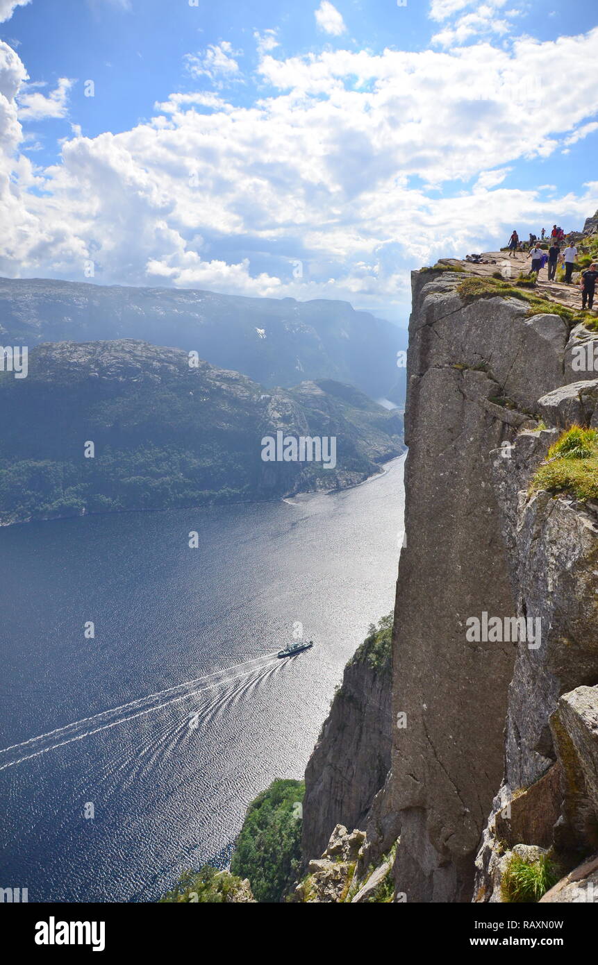 preikestolen by lysefjord norway in summer time Stock Photo