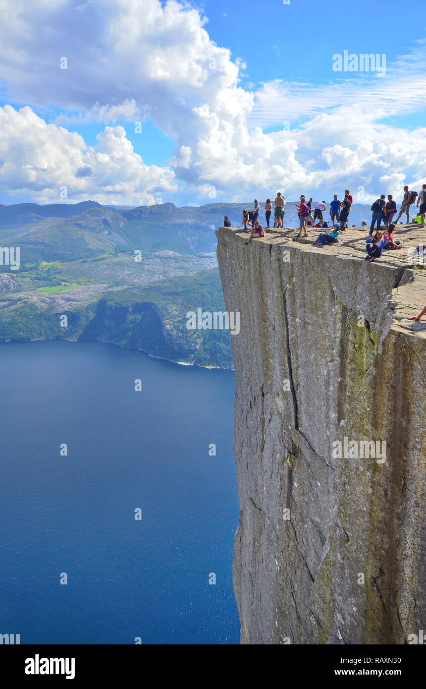 preikestolen by lysefjord norway in summer time Stock Photo
