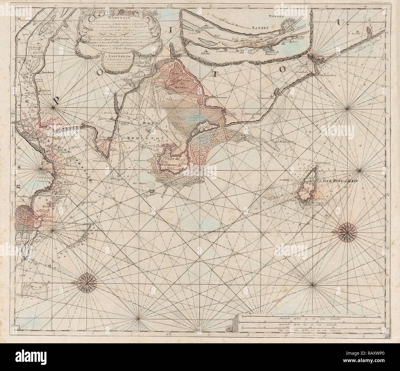 Sea chart of part of the coast of Brittany, Anonymous, Johannes van ...