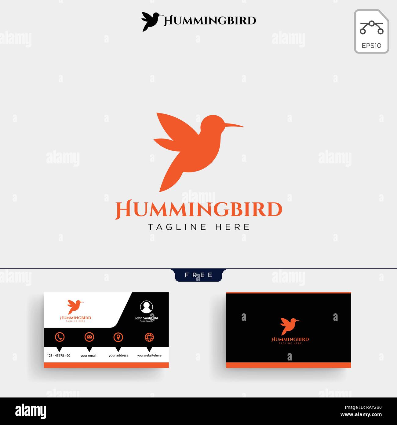 Humming bird beauty logo template vector illustration and business card design Stock Vector