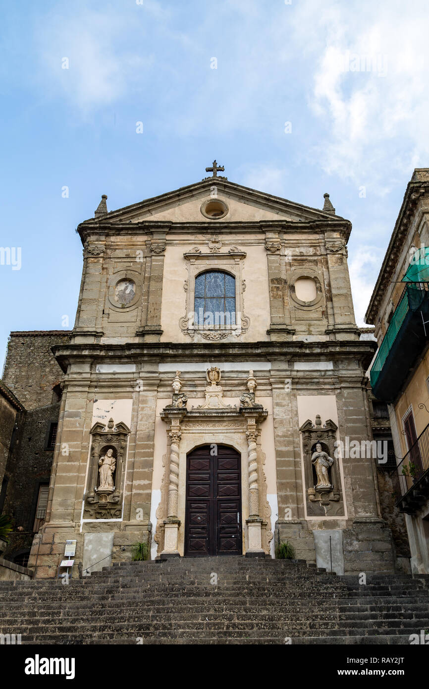 Basilica di Santa Maria della Catena in Castiglione di Sicilia, an old village not far from Taormina, Sicily, which in 2017 was voted one of the 5 mos Stock Photo