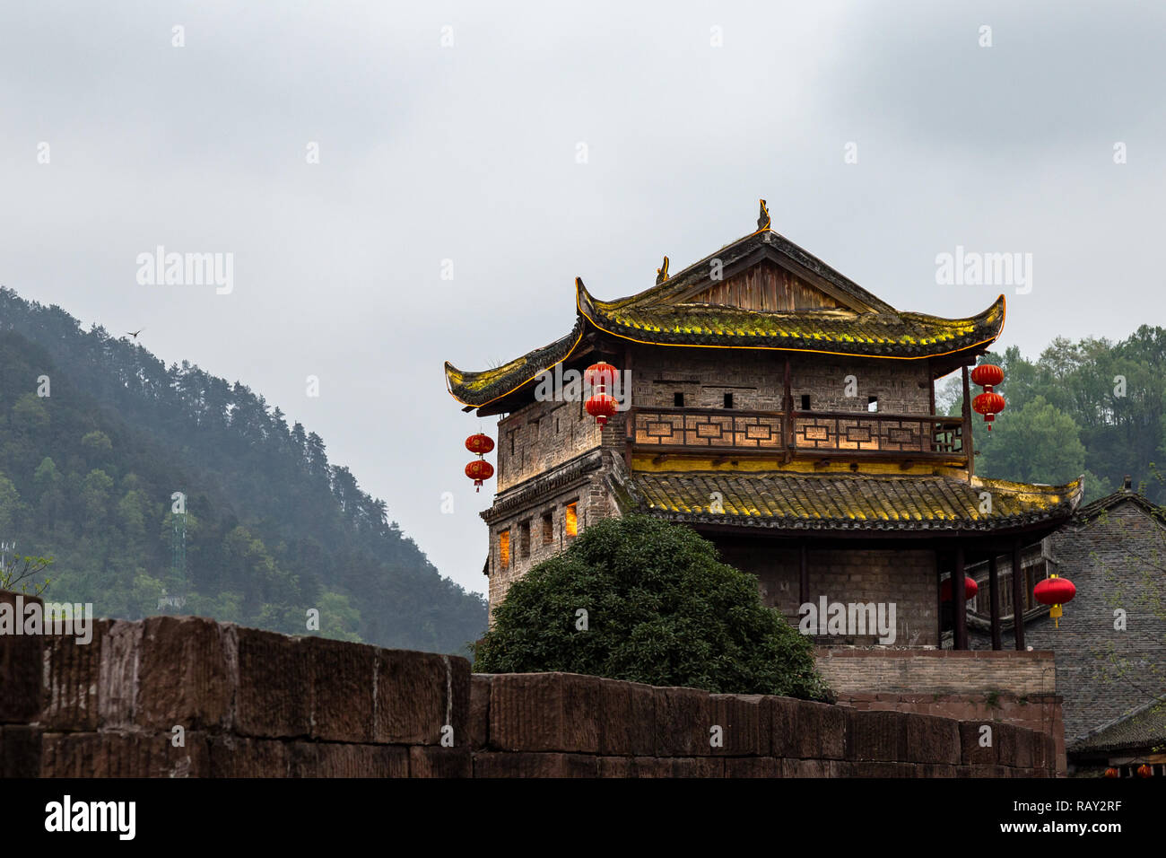 Northern Door Tower in Fenghuang Ancient town, Hunan province, China. This ancient town was added to the UNESCO World Heritage Tentative List in the C Stock Photo