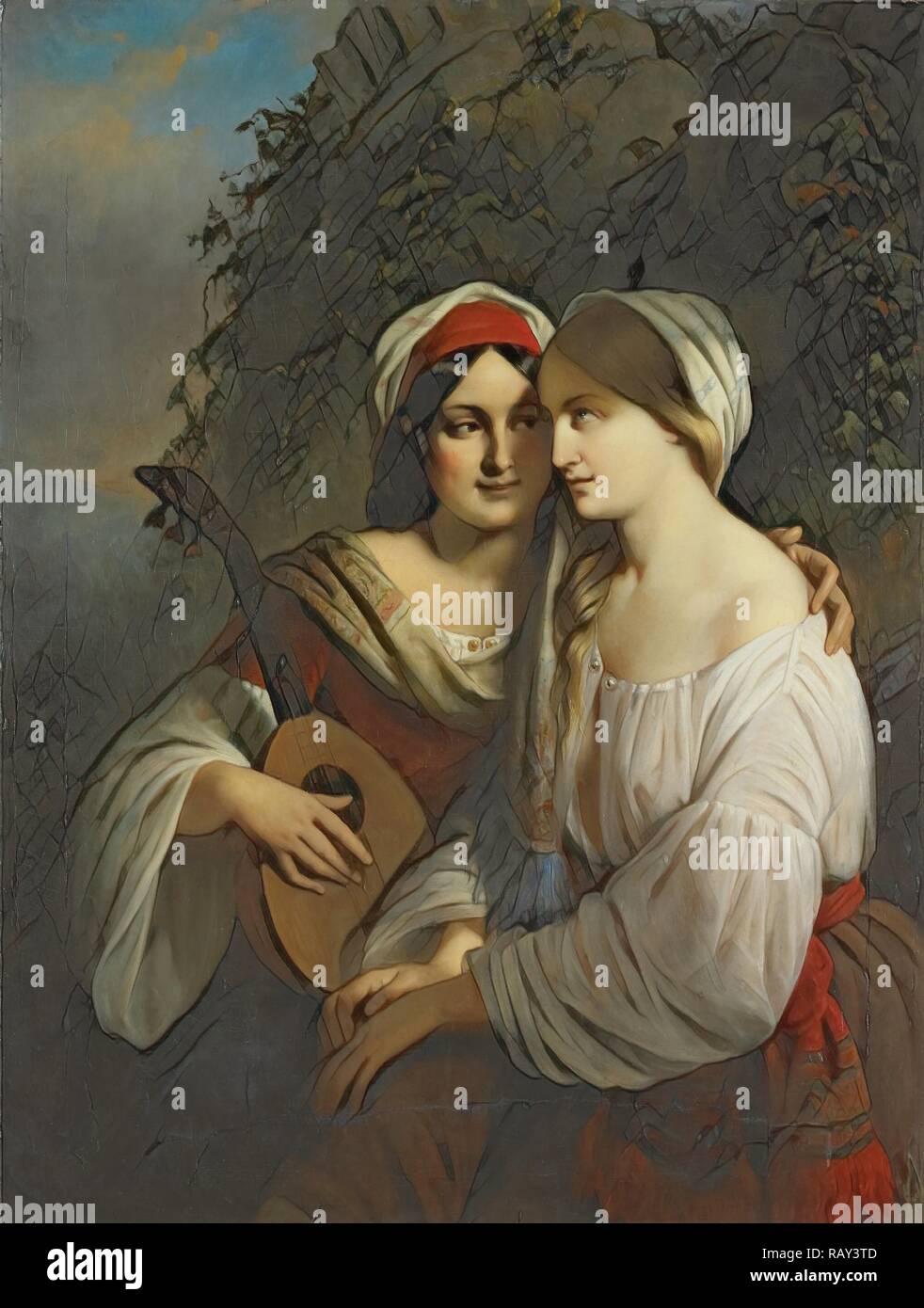 Two Women In Italian Dress Moritz Calisch 1851 Reimagined By Gibon Classic Art With A Modern Twist Reimagined Stock Photo Alamy
