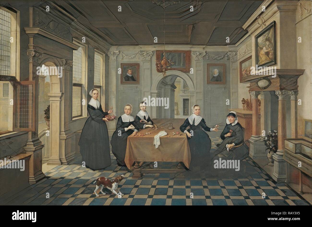 Interior With Five Women Attributed To Dirck Van Delen C 1630 C 1652 Reimagined By Gibon 