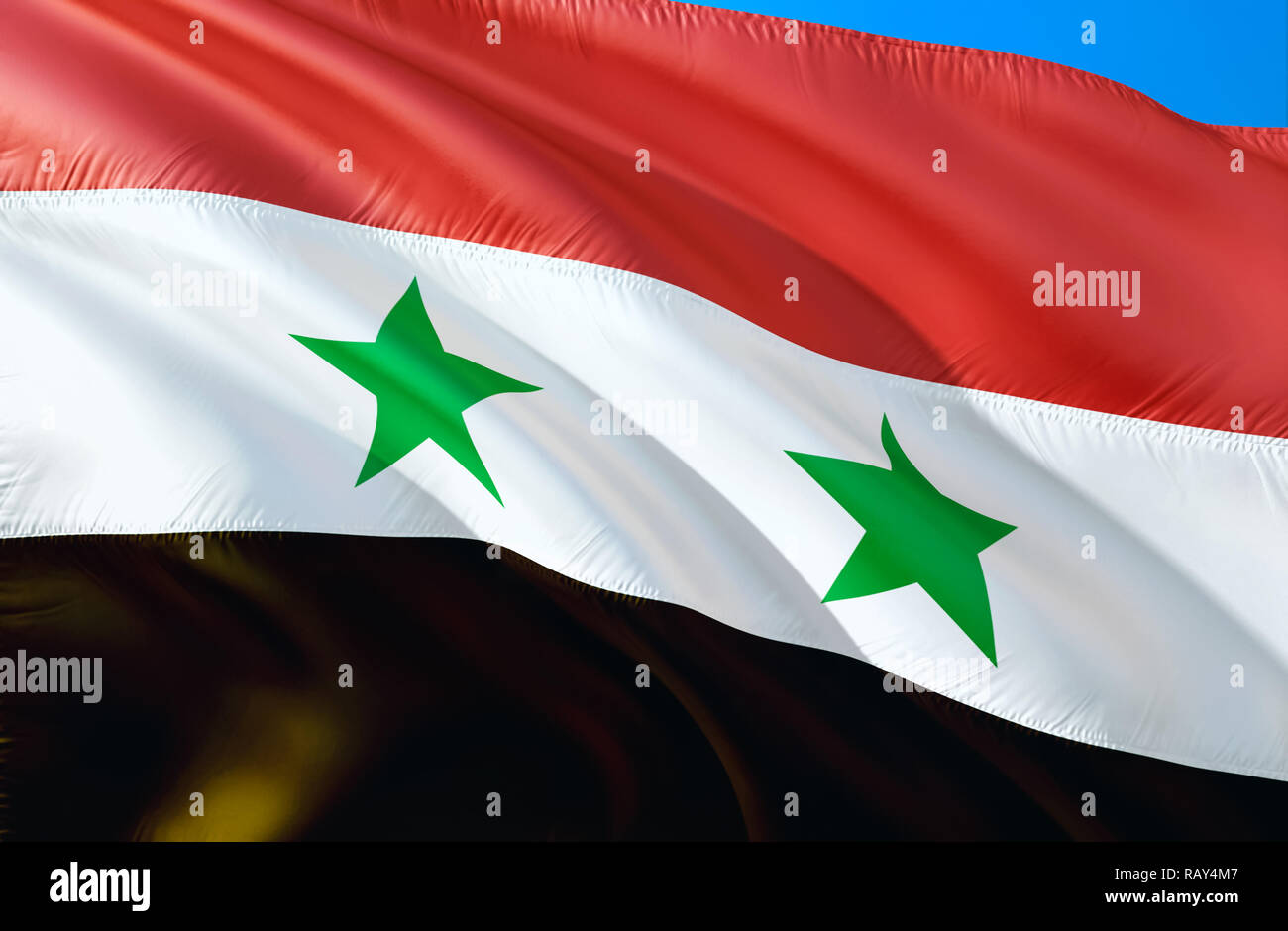 Syria flag - Fabric flag of Syria country, Background and wallpaper of  waving flag by textile Stock Photo - Alamy