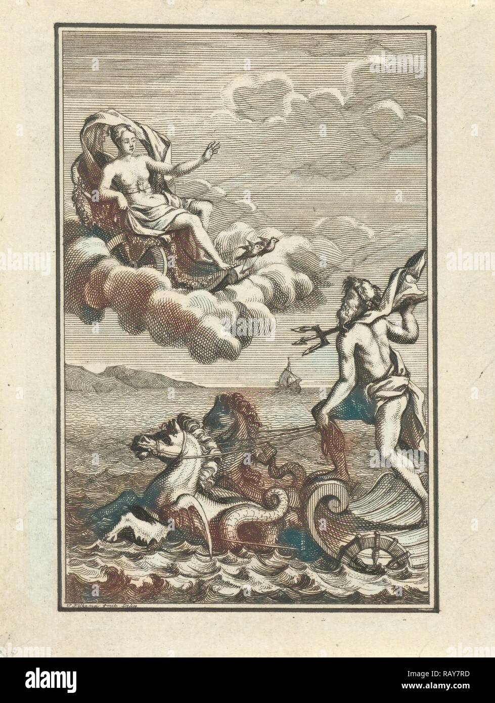 Venus and Neptune, Jacob Folkema, 1715. Reimagined by Gibon. Classic art with a modern twist reimagined Stock Photo
