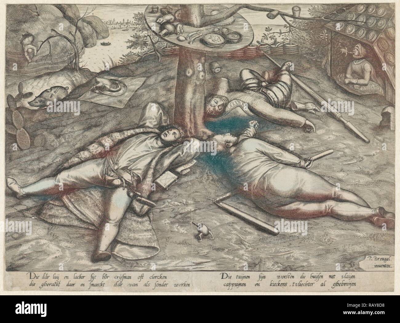 Luilekkerland, cockaigne, Attributed to Pieter van der Heyden, 1567-1600. Reimagined by Gibon. Classic art with a reimagined Stock Photo