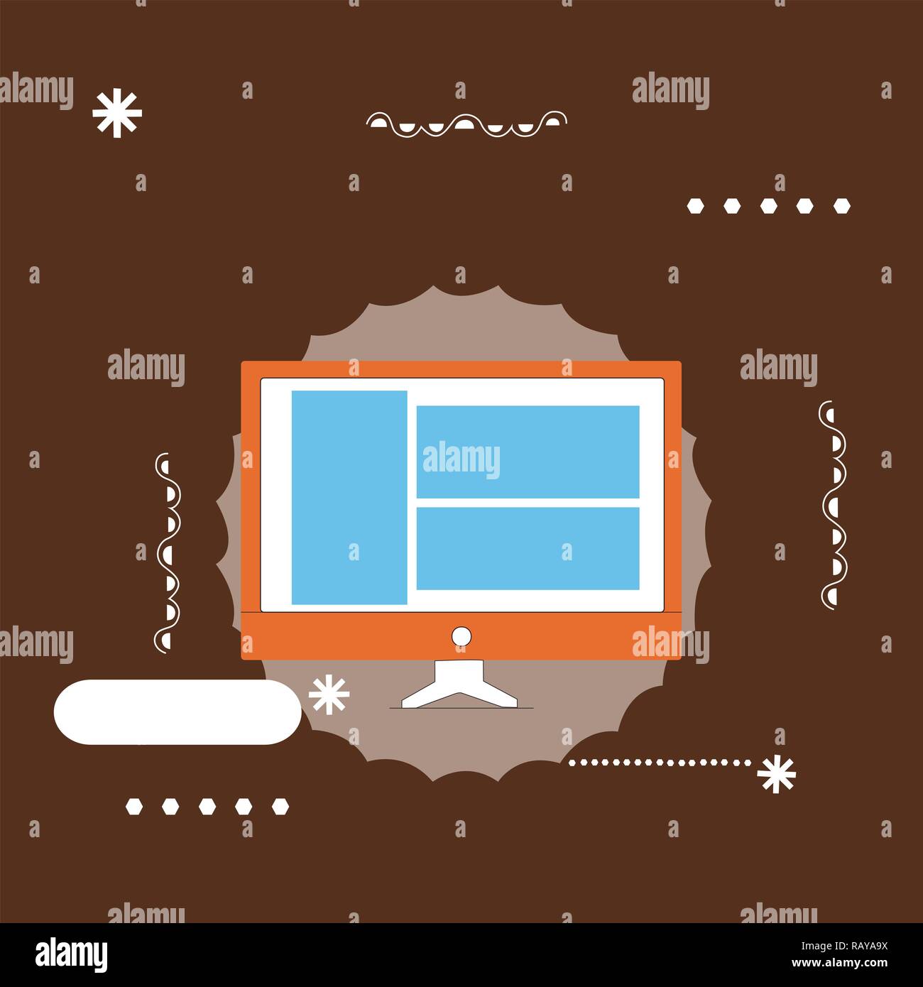 Flat design business Vector Illustration concept Empty copy space modern abstract background Geometric element. Website Page Layout on Computer Monito Stock Vector